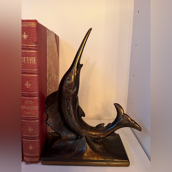 Vintage Cast Metal Marlin Swordfish Bookends. - Picture 3 of 4